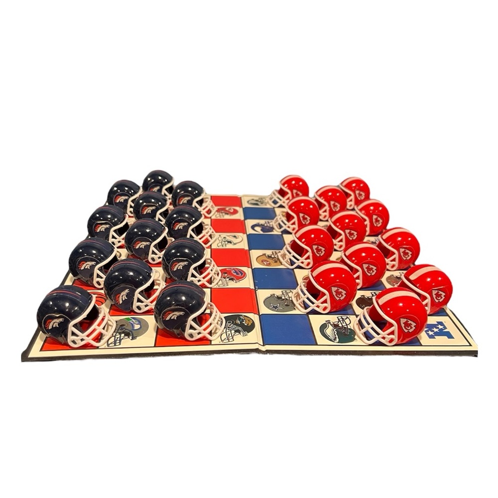 Vtg NFL Checkers Denver Broncos Kansas City Chiefs Game Football Helmet Pieces - Picture 1 of 9